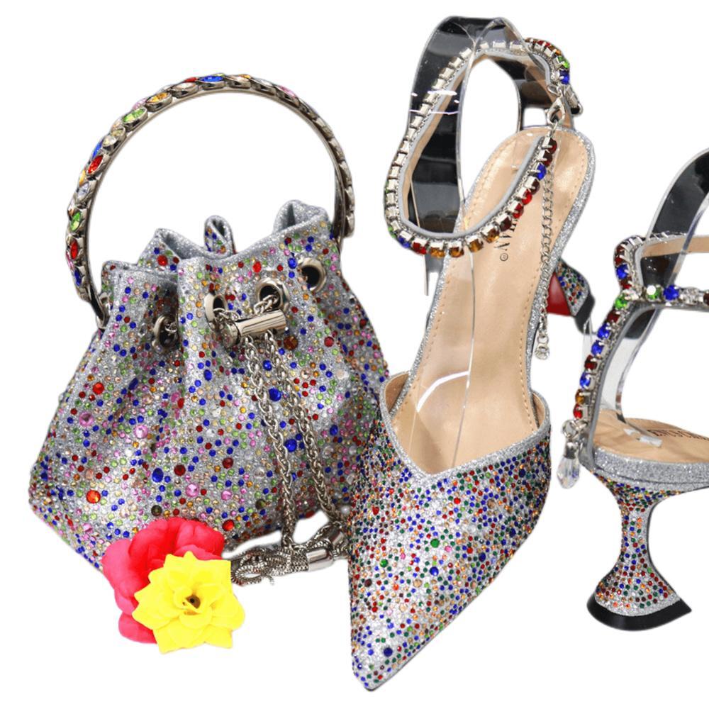 PANTOFOLA D’ORO Ultimi sandali italiani donna strass scarpe e borsa pantofole tacchi alti 8 cm