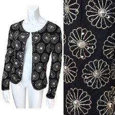 Vintage 90 s DAISY SEQUIN BEAD JACKET S Flora...
