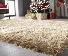 Large Shaggy Rug Fluffy Shimmer Sparkle Carpet Living Room Bedroom  Floor Mat