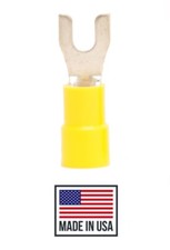 50 12-10 6 Yellow VINYL FORK SPADE TERMINAL ELECTRICAL CONNECTOR MADE IN USA