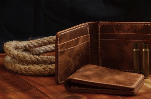 Brown Leather Bifold Wallet, Genuine Leather Wallet for Man - Picture 10 of 14