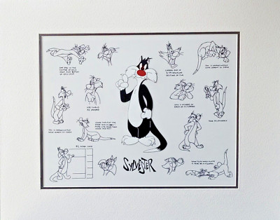 Sylvester the cat with Model Sheet Hand Inked & Hand Painted Animation Cel
