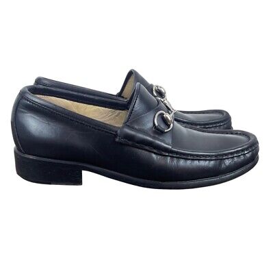 Vtg Gucci Black Leather Mocassino Pelle Mors Vit Bulgaro Vtg Gucci Black Leather Mocassino Pelle Mors Vit Bulgaro