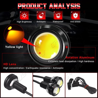 Xotic Tech 3pcs LED STF9 Front Grille Marker Lights W Projector Lens Assembly Compatible With Cars Pickups Trucks Suv Trailer 3000k Amber