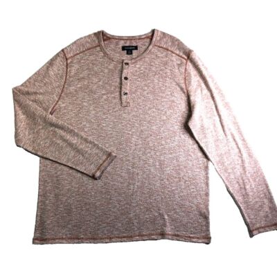 Treasure & Bond Men s Henley Sweater 2XL Beige Cotton Long Sleeve Pullover