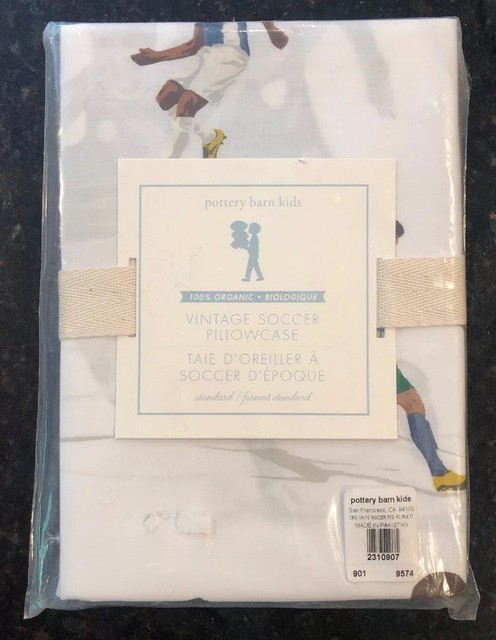 Pottery Barn Kids Organic Vintage Soccer Cotton Pillowcase New 1