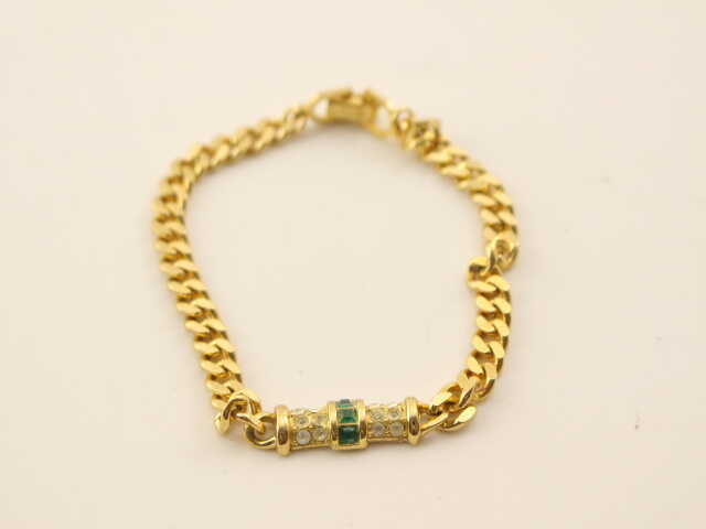 CHRISTIAN DIOR Bracelet Bangle Chain AUTH Logo Vintage Rare CD