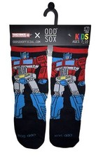 Transformers Optimus Prime Crew Socks 1 Pair Kids 7-10 Black Autobots Odd Sox
