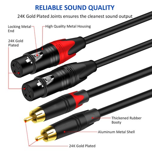 XLR to RCA audio cable, dual Canon head to dual Lotus dual parallel cable - Picture 8 of 10