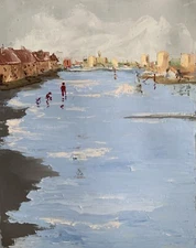 Neutral Seascape. See sky Ocean. ORIGINAL OIL PAINTING.