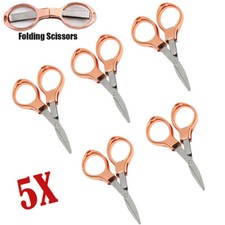 5pc Folding Camping Stainless Steel Scissors Keychain Scissor Mini Cutter R