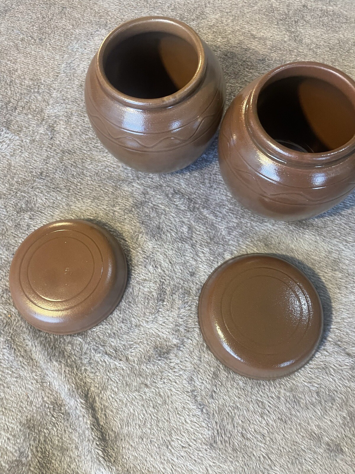 Set of 2 Clay Pot Jar With Lid Pottery Kimchi Pot Made in Korea