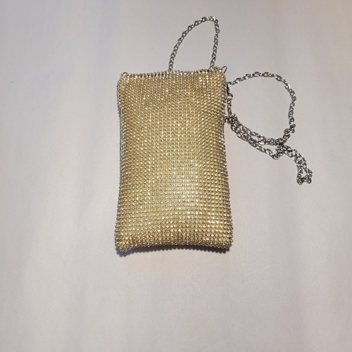 Vintage Art Deco Rhinestone Mesh Crossbody Purse Silver Chain Zip Flap Closure - Picture 2 of 7
