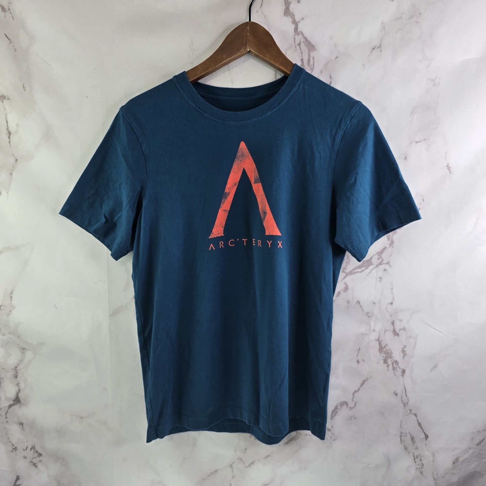 ARC'TERYX T shirt Arcteryx uomo piccola blu arancione logo maglietta girocollo manica corta