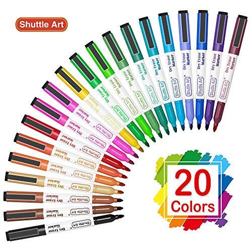 Dry Erase Markers, 20 Colors with Erase, Fine 20 Colors Dry Erase