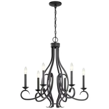 Kichler 52240BK  - Ania 6 Light 26" Black Dimmable Chandelier