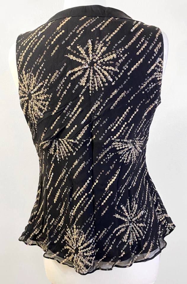 Top Alfani negro sin mangas con lentejuelas Starburts, talla 14P Foto 4 de 4