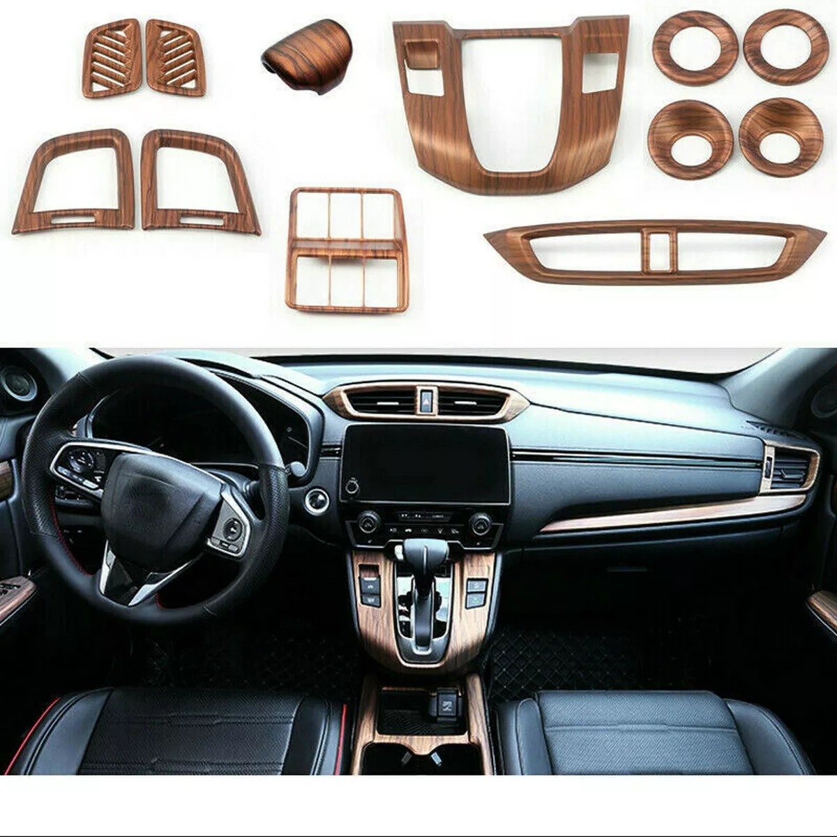12Pcs For Honda CRV 2017 2018 2020 Car Peach Wood Grain Interior