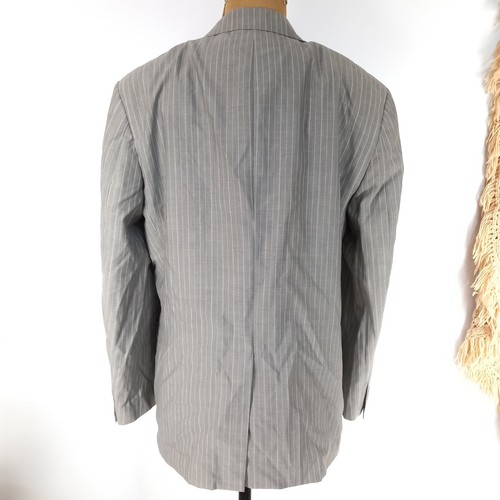 Pierre Cardin Grey coat suit jacket Pinstripe blazer 70s Vintage men's mob boss - Foto 5 di 9