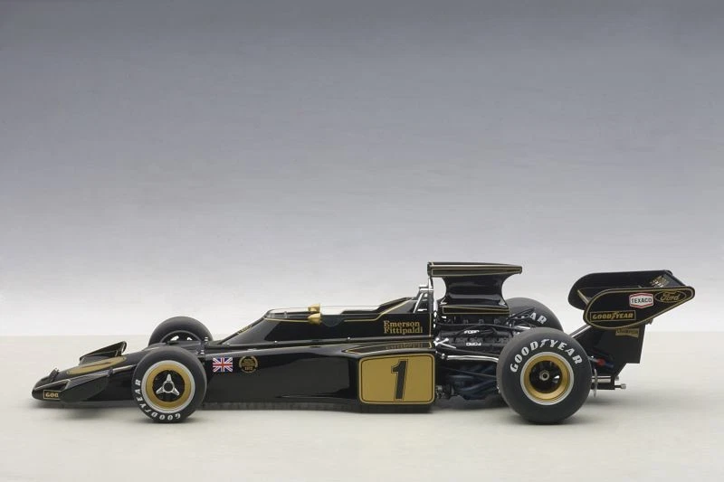 Lotus 72 E Grand Prix 1973 Emerson Fittipaldi #1 Nero Modellino 1:18 Autoart - Immagine 3 di 4