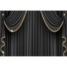 DORCEV 12x10ft Theater Stage Backdrop Black Gold Curtains Photography Backdro...
