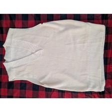 Cream Ribbed Knit V-Neck Sleeveless Sweater Vest Size Large
