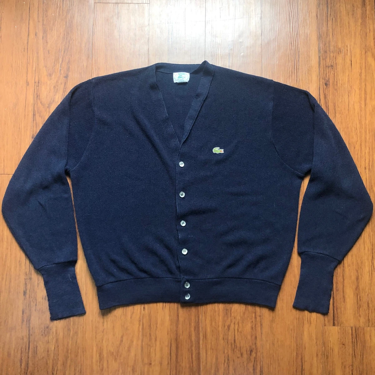 80s-90s usa製 LACOSTE blue knit cardigan LACOSTE HAYMAKER Vintage
