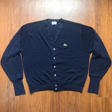 Vintage 70s 80s Izod Lacoste Cardigan Adult Large Made In USA 100% Orlon Acrylic