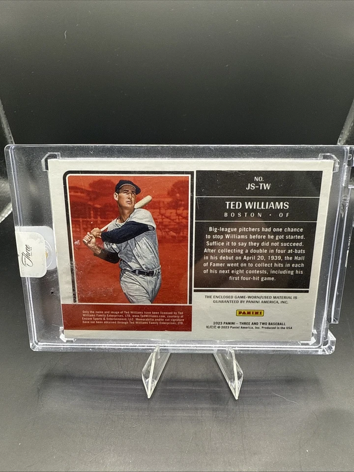 Muestras jumbo Ted Williams 2023 Panini tres y dos negras #JSTW #10/10 Foto 2 de 2