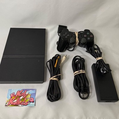 Sony PlayStation 2 PS2 Slim Black Console SCPH-75001 OEM Controller Tested