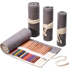 24/36/72 Slots Pencil Wrap Pencil Rolls, Artist Colored Pencils Roll Up Bag S...