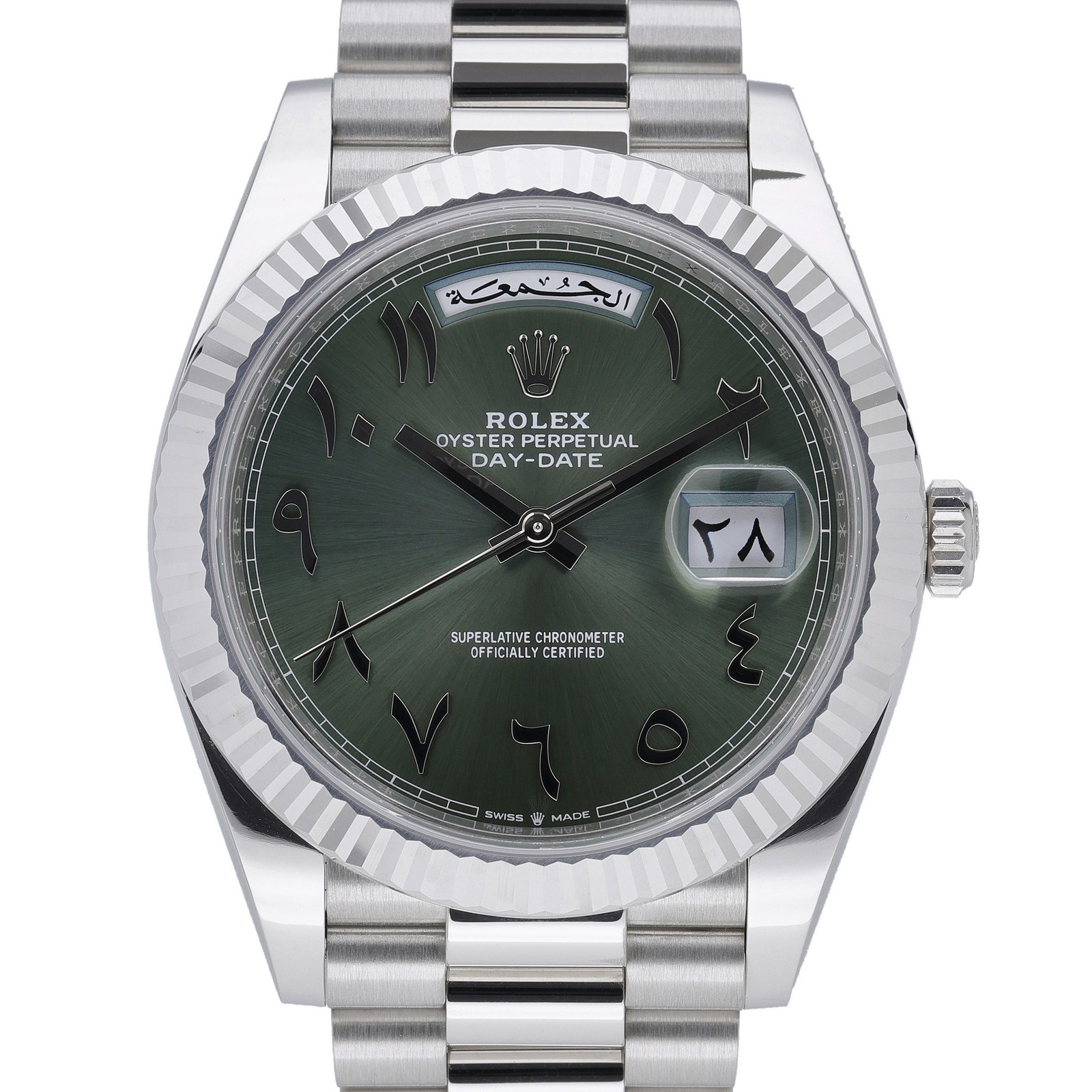 Rolex Day-Date 40 228236 with 40mm Platinum case and Green dial. Excellent co...