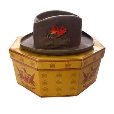 Bailey Fedora Black Pure Wool Hat with Feather and New York Knox Vintage Box Set - Image 1 of 4