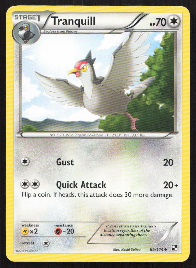Pokemon Tranquill Uncommon 85/114 Black and White LP