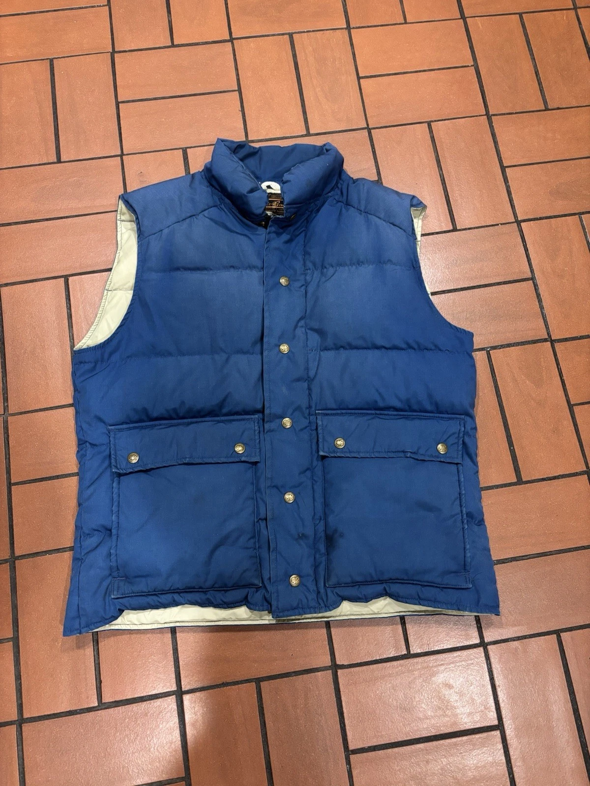 Vintage Eddie Bauer Puffer Jacket L Vest Goose Down USA Made Blue