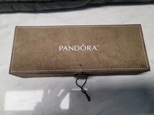 Pandora Three Tier Storage Organizer Jewelry Box Tan Suede