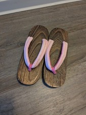 Authentic JAPANESE KIMONO Sandals GETA Shoes BURNT PAULOWNIA Pink Wood 23.5 cm