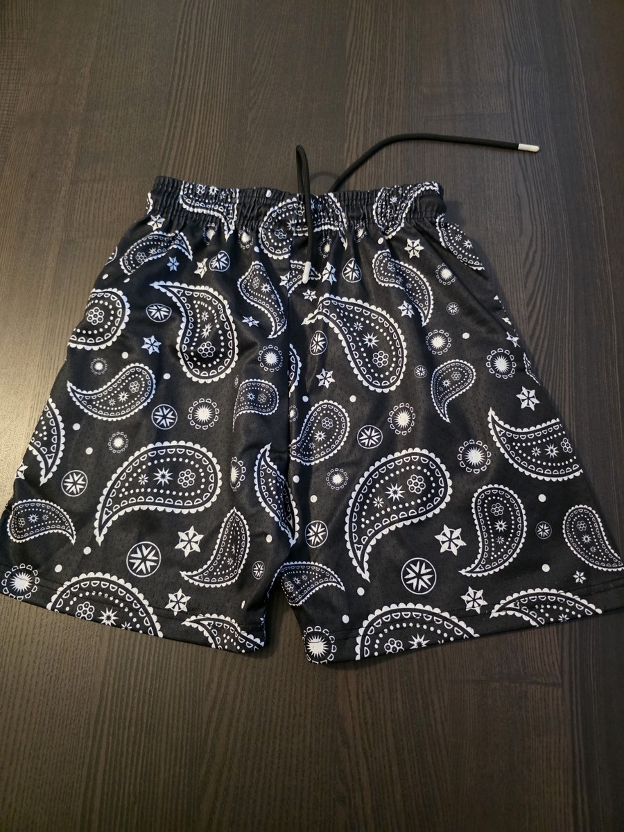 SUP Black Bandana Double Layered Mesh Shorts Men's Size Small New