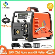 Hitbox 7in1 MIG Welder + TIG Torch, 200Amp Pulse MIG/Flux Core MIG/Spot/TIG/MMA