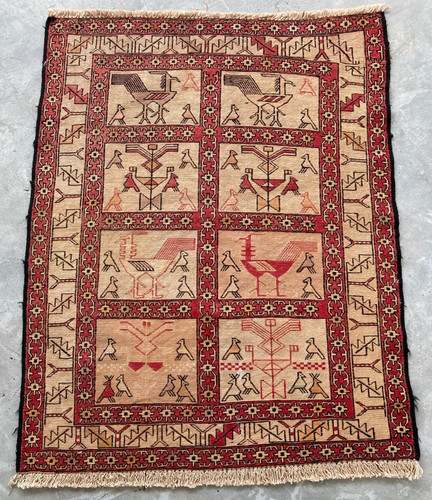 Vintage Traditional  Handcraft Sumak Turkish Kilim Rug for Home Décor 91x74 cm