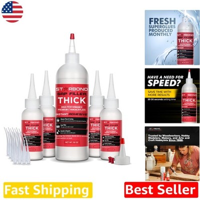 Thick CA Glue Kit: 16oz Bulk Refill, Gap Filler Super Glue, Woodworking, Wate...