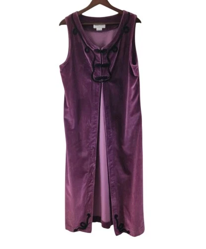 Monika Turtle Whimsigoth Purple Velvet Sleeveless Long Vest Overlay Size L
