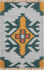 Tapis de jute en laine géométrique tissée à la main motif jaune neuf et vert