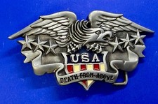 USA DEATH FROM ABOVE Stars Patriotic Bald Eagle Shield Patriotic Belt Buckle