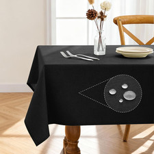 Rectangle Linen Tablecloth Waterproof Stain Resistant, Wrinkle-Free Table Clot