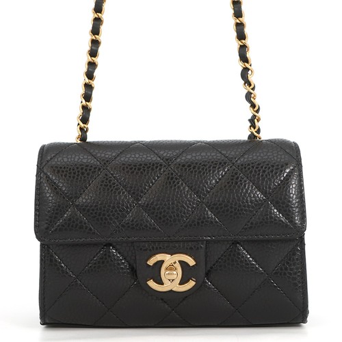 CHANEL Mini Flap Bag Calfskin Black AS5981-B22702-94305