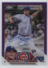 2023 Topps Chrome Rookie Purple Refractor 87/250 Justin Steele #RA-JST Auto 0e5i