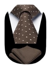 Polka Dot Ties for Men Classic Silk Ties 8.5cm / 3.4 inches in Width D-brown