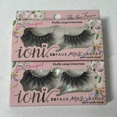 Ioni Lashes Fluffy Long Crisscross 3D Faux Mink Lashes 2 Pack NIB