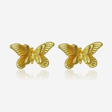 Pretty Gold Plated Alloy 3D Butterfly Versatile Women's Stud Earrings